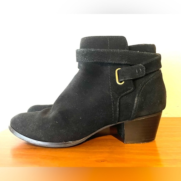 GIANI BERNINI Black Oleesia Round Toe Block Heel Zip-Up Leather Booties Size 5.5 - Picture 4 of 8